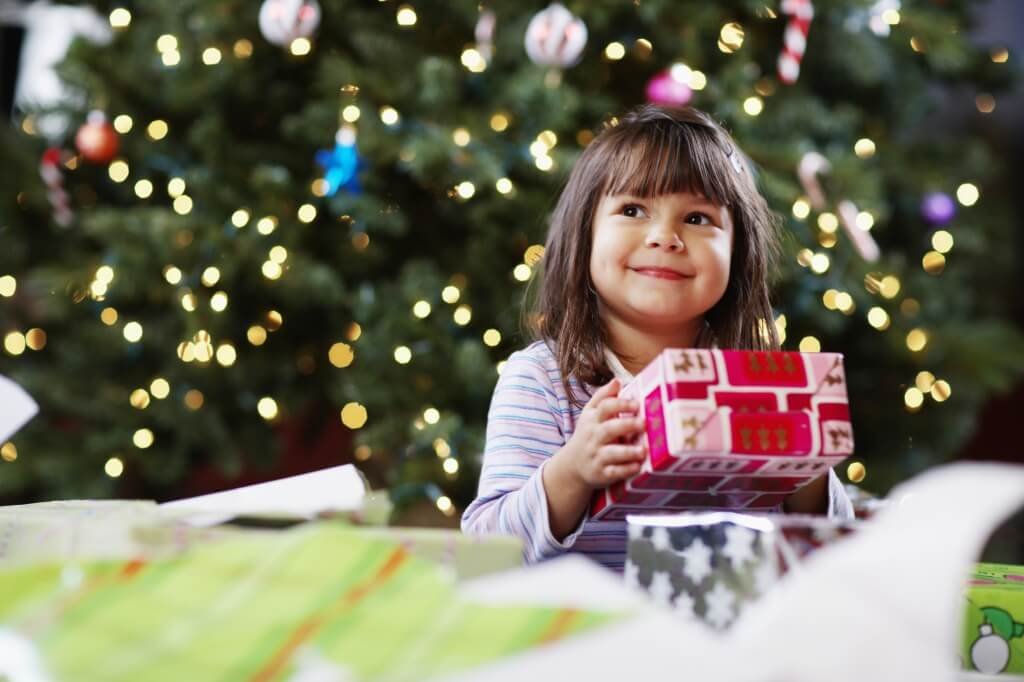 Girl Holding Christmas Gift