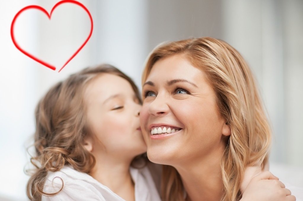 family, children and love concept - hugging mother and daughter